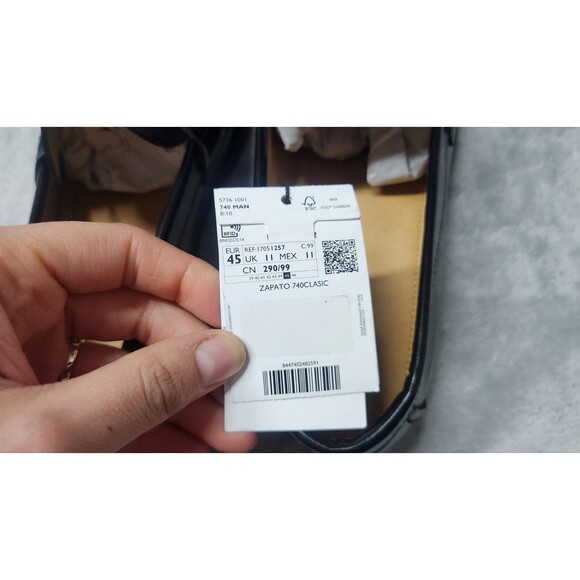 NWT Mango Men's Size 10.5 Black 100% Leather Aged Leather Loafers Shoes - Picture 7 of 8